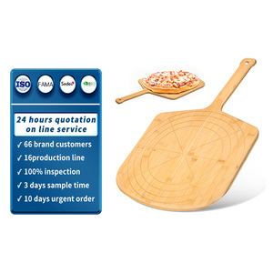 Pala per <span class=keywords><strong>Pizza</strong></span> <span class=keywords><strong>in</strong></span> Bambù Naturale Personalizzata con Incisione per Segnalazione delle Dimensioni, Manico Lungo per Trasferimento e Cottura di <span class=keywords><strong>Pizza</strong></span> Fatta <span class=keywords><strong>in</strong></span> Casa - Product Image 1