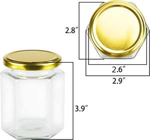 Pot en verre transparent rond de qualité alimentaire de 25 ml à 1000 ml pour confiture, miel, gelée, avec couvercle hermétique en métal - Product Image 2