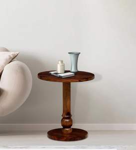 Modern Design Solid Sheesham Wood Round <b>Side</b> <b>Table</b> Nightstand with <b>Storage</b> Cabinet for Hotel Bedroom & Living Room - Product Image 2