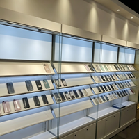 Vitrine d'exposition pour téléphones portables avec éclairage LED blanc, présentoir mural pour accessoires de téléphonie mobile pour magasin de détail numérique