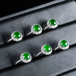 S925 <b>silver</b> <b>ring</b> <b>set</b> with natural A-grade jadeite emerald large faceted gemstone, ice-grade jade, luxurious women's <b>ring</b> - Product Image 3