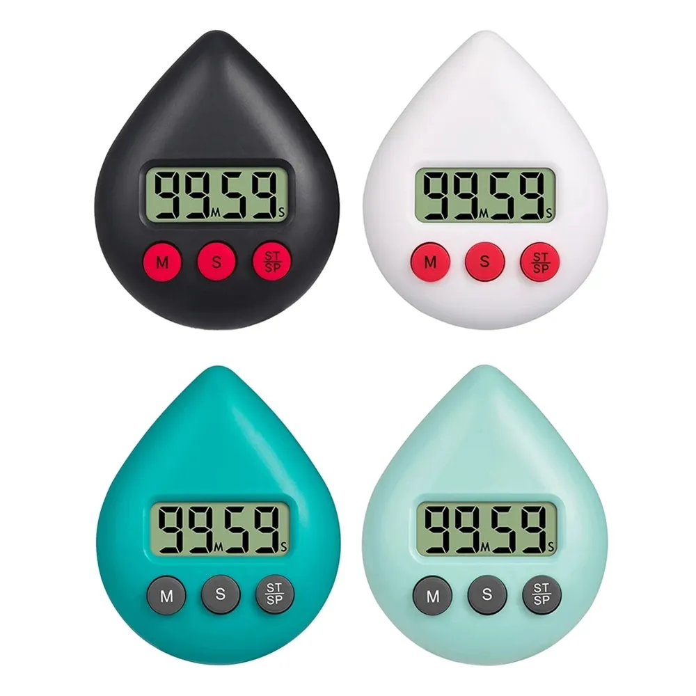 LCD Counter Display Alarm Clock Water Drop Electronic Countdown Kitchen Timer Cooking Shower Study Stopwatch Count Gadget Tools