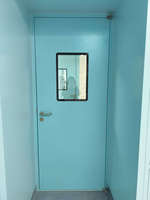 Porte battante moderne à isolation thermique de type push-pull en acier alvéolaire composite pour usage intérieur (écoles, hôpitaux, ateliers)