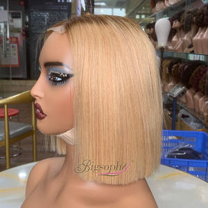 Best Price Wholesale Human Hair 8inch Brown Roots Short Ombre Bob <b>Wig</b> T4/27 Straight 2x6 Kim Closure Lace <b>Wigs</b> <b>For</b> <b>Black</b> <b>Women</b> - Product Image 3