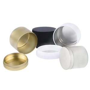 120ml <span class=keywords><strong>4</strong></span> oz Emballage en or étain personnalisé rond en métal noir mat bougie étain avec couvercle (NIR04) - Product Image 2
