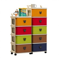 Armoire de rangement moderne à 5 tiroirs en plastique avec roulettes et poignée pour organiser les jouets et les vêtements des enfants, solution gain de place