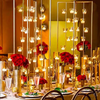 Porte-bougie en métal doré de 90 cm, décoration de mariage, centre de table, candélabre, support à fleurs avec coupe en verre, décoration de fête de mariage