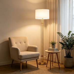 Lampe sur pied moderne américaine en métal, modèle tube de verre vertical, design simple pour salon et chambre principale, lampe de personnalité pour pièce témoin BGST - Product Image 2