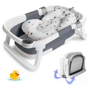 Pabrik grosir bayi plastik portabel bayi lipat bak mandi bayi temperatur Set bak mandi bayi