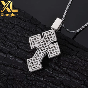 Fashion Hop <b>Cross</b> Charm Non Tarnish Jewelry Creative Blue Flower Zircon Pendant <b>Necklace</b> - Product Image 6