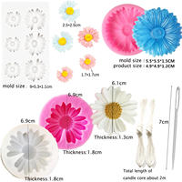 Ensemble de 3 moules à bougies en silicone écologiques motif marguerite, tournesol et papillon, compatibles lave-vaisselle, pour chocolat, biscuits et bougies