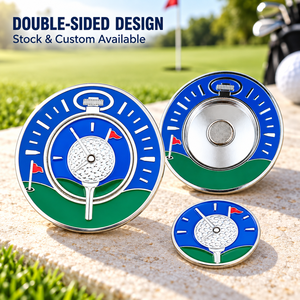 Marqueur de balle de golf magnétique OEM avec forme personnalisée, design double face et marqueur amovible de 25 mm pour événements de golf - Product Image 1