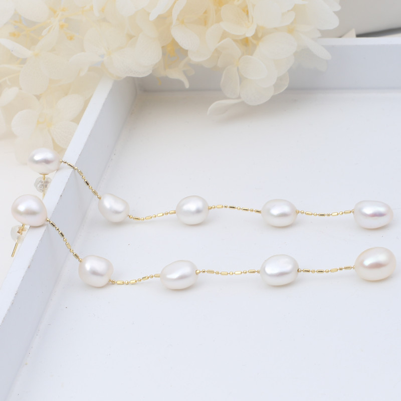 S925 gold plated white pearl