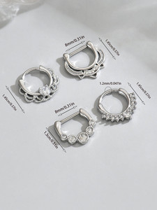 Anneau nasal tendance en acier inoxydable en forme de fer à cheval avec placage argent/or, unisexe, pour le nez et les oreilles, designs triangulaires/en forme de <span class=keywords><strong>D</strong></span> - Product Image 3