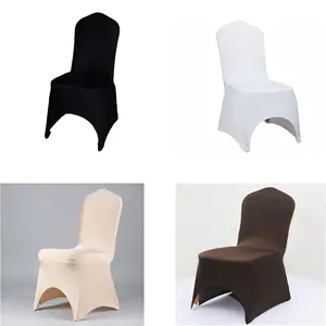 Cubierta de silla marrón con arco frontal de poliéster Spandex, fundas de silla antideslizantes elásticas para bodas, fiestas, eventos, Hotel, banquete, restaurante