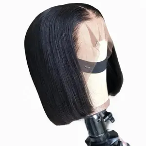 Wig Frontal HD renda wig lurus dalam keriting gelombang grosir Peru mentah penuh renda Pixie pendek potongan Bob0 wig depan renda rambut manusia