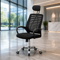 Chaise de bureau à dossier haut avec cadre en plastique et appui-tête fixe, chaise à roulettes pour bureau et salle d'étude