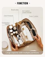 Trousse de Toilette Portable Imperméable à Ouverture Plate, Organisateur de Maquillage avec Séparateur et Poignée