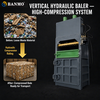 Presse à papier verticale hydraulique BANMO, compacteur de carton et de plastique, machine de compression des déchets industriels pour le recyclage