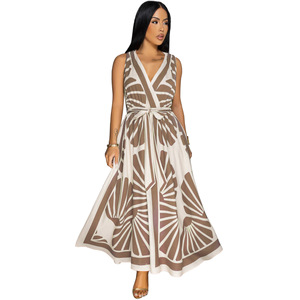 Vestidos Casuales de Estilo Bohemio con Estampado de Moda, sin Mangas y Escote Profundo en V, de Alta Calidad al por Mayor, 2026 - Product Image 4