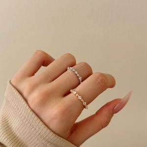 Dylam <b>Dainty</b> Unique Design Eternity Band S925 Silver Rhodium Champagne Gold Plated Heart 5A Cubic Zirconia Jewelry <b>Rings</b> - Product Image 5
