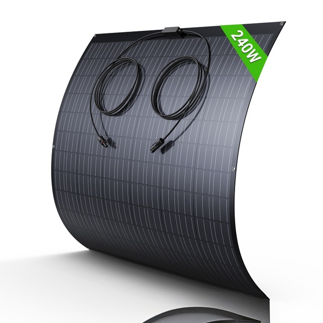 WINSTEADY 240W 19.6V Mono ETFE Flexible Solar Panel 22% Efficiency Full Black 2-Year Warranty CE Certified 166mm Cell Install