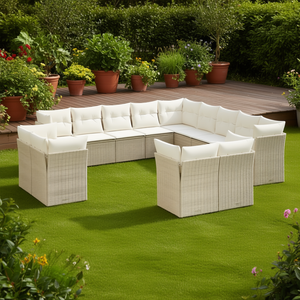 Juego de Sofás de Jardín de Ratán Color Crema, Muebles de Exterior Color Beige, 10+ Plazas, Diseño Contemporáneo, Resistente a la Intemperie - Product Image 2