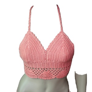 Haut court en <span class=keywords><strong>crochet</strong></span> <span class=keywords><strong>blanc</strong></span> fait à la main pour femmes <span class=keywords><strong>gilet</strong></span> à dos nu tricoté respirant avec hauts corset courts - Product Image 2