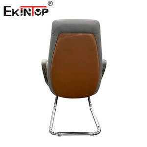   Chaise de bureau de direction en cuir gris clair, ergonomique, réglable en hauteur, avec roulettes, pour usage domestique ou professionnel - Product Image 4