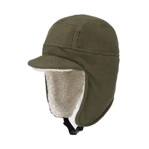 Chapeau d'hiver pour l'extérieur, protection contre le froid et le visage Chapeau chaud et coupe-vent en polaire d'agneau pour adultes Chapeau de langue de canard doux