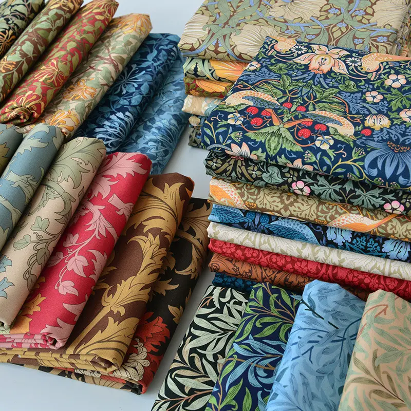 Wholesale 100% Cotton Poplin Home Textile Fabric William Morris Printing Flowers T-Shirt Fabric