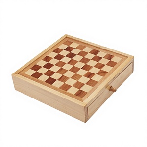 Set di Scacchi in Legno Fatto a Mano con Scatola Pieghevole per Scacchi, <span class=keywords><strong>Dama</strong></span> e Backgammon - Product Image 1