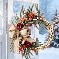 Großhandel Handgefertigte Moderne Weihnachtskränze mit Tannenzapfen, Glocken und Schleifen, Türhängende Ornamente, Feiertagsdekoration