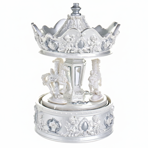 Boîte à musique Roundabout Angels, blanc argenté, 170 mm, design carrousel décoratif - Product Image 2