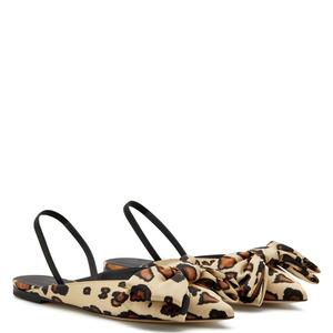 Popular Style Pointed Toe <strong>Leopard</strong> <strong>Flat</strong> <strong>Shoes</strong> Bow Slippers with Lace-up Heels for Lady - Product Image 5