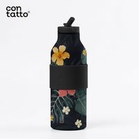 Bouteille d'eau isotherme anti-fuite en acier inoxydable 304, imprimé floral tropical, sans BPA, avec paille, pour promotion