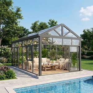Véranda en aluminium à rupture de pont thermique, double vitrage Low-E, isolée, pour jardin, utilisable toute l'année - Product Image 5