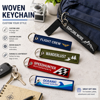 Porte-clés brodé personnalisé en tissu, étiquette double face avec logo, porte-clés tissé personnalisé pour voitures, motos et cadeaux aéronautiques