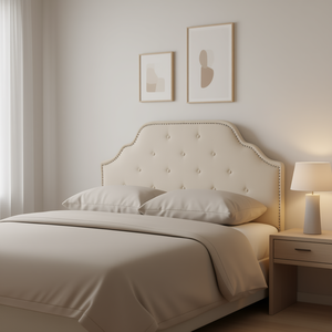 Upholstered <b>Headboard</b> Queen Size <b>Faux</b> <b>Leather</b> Traditional Style Bed Frame - Product Image 2