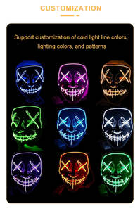 หน้ากากไฟ LED ฮาโลวีนสำหรับตกแต่งงานปาร์ตี้, คอสเพลย์เทศกาลกรีดร้องที่น่ากลัว - Product Image 6