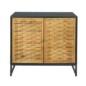 Cottage locker, Medieval storage decorative cabinet with 4 doors, free-standing side panels Buffet cabinet with metal legs