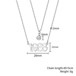Vendita calda delle donne delle ragazze <span class=keywords><strong>regalo</strong></span> 1988 anniversario anno di <span class=keywords><strong>nascita</strong></span> collana 18K oro placcato con pietra portafortuna - Product Image 6