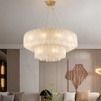 Lustre suspendu en métal artistique à plusieurs niveaux en albâtre pour salon, salle à manger, hôtel, prix de gros d'usine