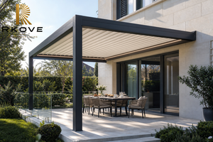 Pérgola de pared RKOVE RK-C2 con paneles de vidrio para terraza de desayuno de villa - Product Image 5
