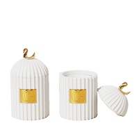 C & H Conception Personnalisée Advanced Luxury Gold Label Céramique Reed Diffuseur Bouteille Bougie Pot Avec Couvercle
