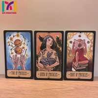 Cartes de tarot et d'oracle personnalisées par le fabricant, boîte imprimée offset de qualité supérieure avec design holographique doré et bords dorés
