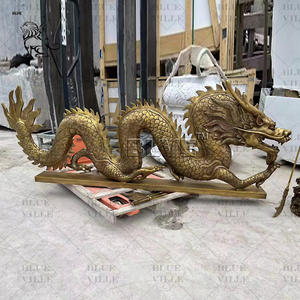 بلفي التميمة الصينية التقليدية حديقة المعادن في الهواء الطلق الذهب النحت التنين - Product Image 6