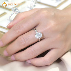 Anillo personalizado de Goldleaf Jewelry con certificado GRA, plata S925, moissanita ovalada de 1ct, 2ct, 3ct, D VVS. - Product Image 4