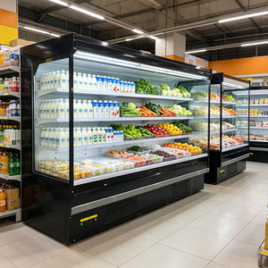 Réfrigérateur commercial à affichage ouvert pour supermarché, refroidissement par air, avec étagères en verre réglables et éclairage LED - Product Image 1