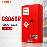 Armoire de stockage pour produits inflammables 227L (60 gallons) en acier rouge à double porte, armoire de sécurité pour laboratoire, entrepôt, usage industriel, fourniture B2B